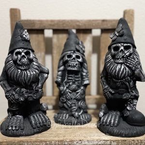 Set of 3 Spooky Skeleton Gnomes for Hocus Pocus Halloween Decor In/Outdo…